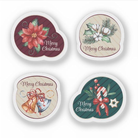 Frohe Weihnachts-Abzeichen-Kollektion Aufkleber (Vorderseite)