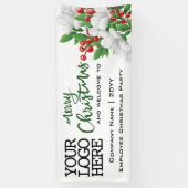 Frohe Weihnachts-Add-Logo Wasserfarbe Blüte | Grün Banner (Vertikal)