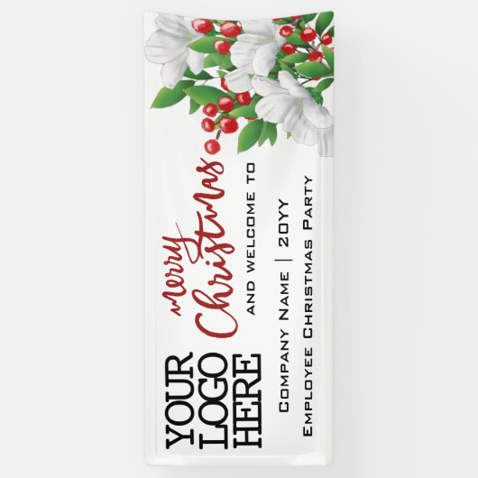 Frohe Weihnachts-Add-Logo Wasserfarbe Blüte | Rot Banner (Vertikal)