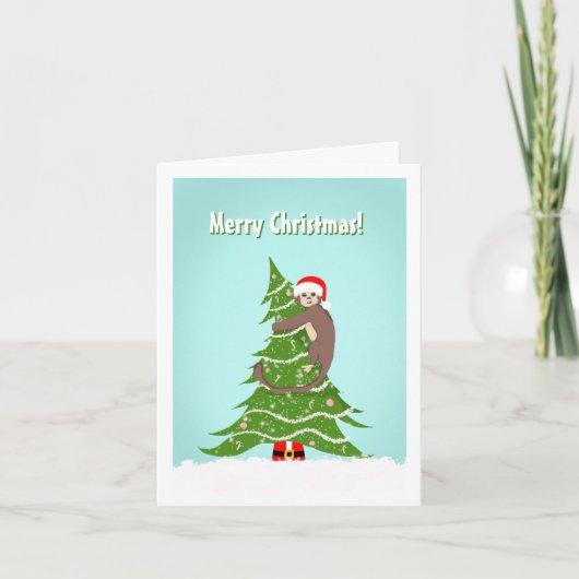 Frohe Weihnachts-Affe Kletterbaum Karte (Vorderseite)
