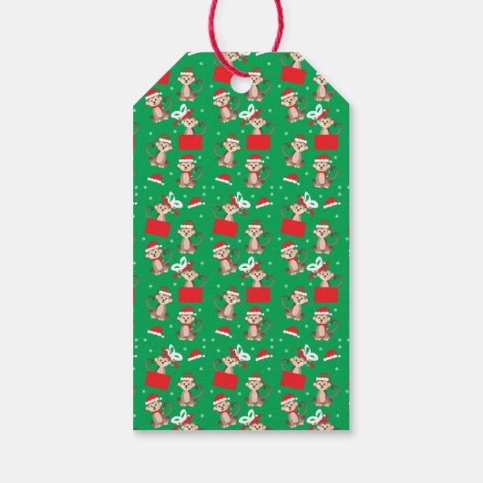 Frohe Weihnachts-Affen-Muster Geschenkanhänger (Rückseite)