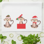 Frohe Weihnachts-Affen-Weihnachtsmannmütze Geschirrtuch (Gefaltet)