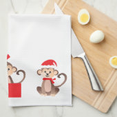 Frohe Weihnachts-Affen-Weihnachtsmannmütze Geschirrtuch (Viertel Falte)