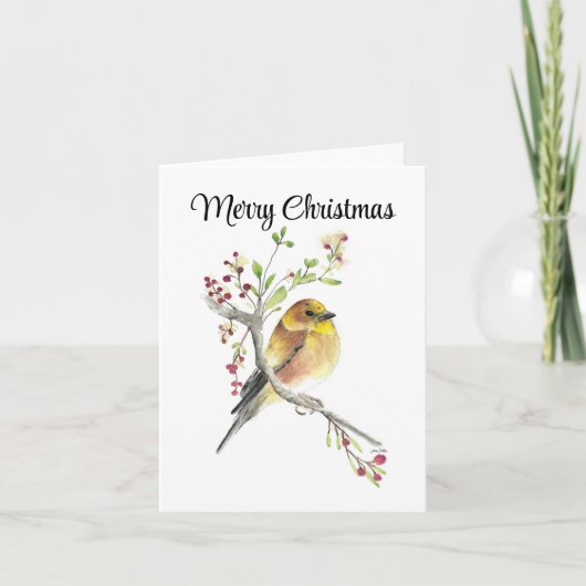 Frohe Weihnachts American Goldfinch Weihnachtskart Karte (Vorderseite)