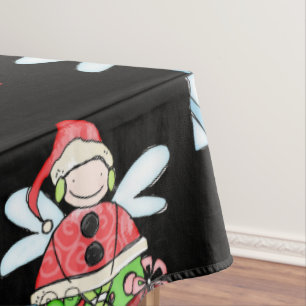 Frohe Weihnachts Angel Black Tablecloth, Tischdecke