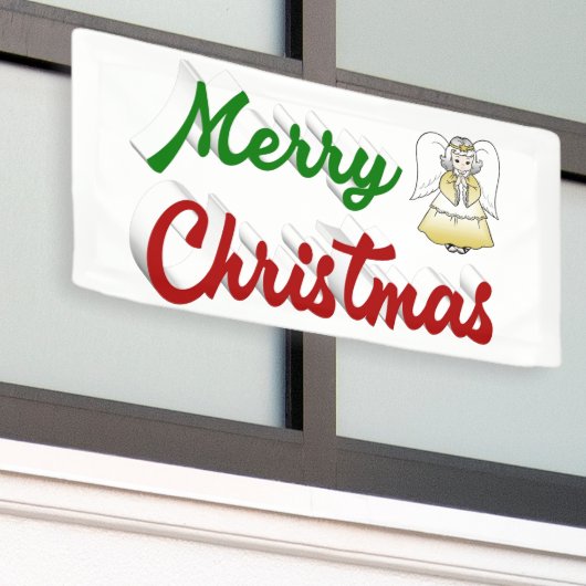 Frohe Weihnachts Angel Rot-Grün-Skript Banner (Äußeres Gebäude)