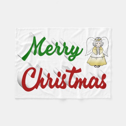 Frohe Weihnachts Angel Rot-Grün-Skript Fleecedecke (Vorderseite (Horizontal))