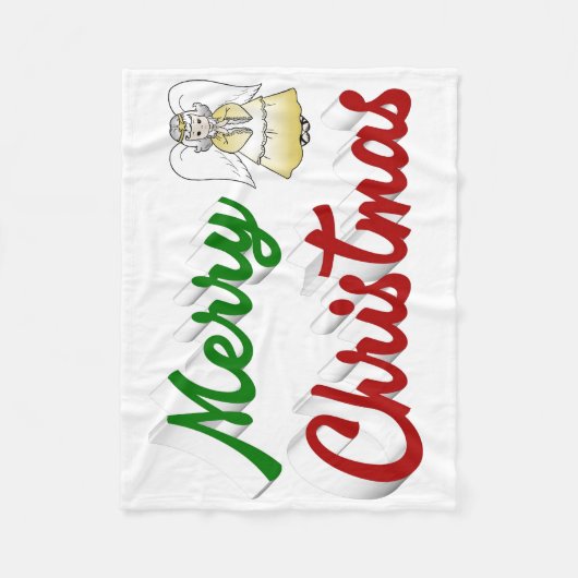 Frohe Weihnachts Angel Rot-Grün-Skript Fleecedecke (Vorderseite)