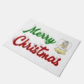 Frohe Weihnachts Angel Rot-Grün-Skript Fußmatte (Schrägansicht)