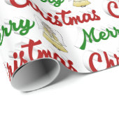 Frohe Weihnachts Angel Rot-Grün-Skript Geschenkpapier (Rolleneckpunkt)