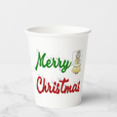 Frohe Weihnachts Angel Rot-Grün-Skript Pappbecher (Vorderseite)