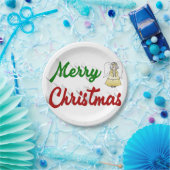 Frohe Weihnachts Angel Rot-Grün-Skript Pappteller (Party)