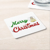 Frohe Weihnachts Angel Rot-Grün-Skript Rechteckiger Pappuntersetzer (angewinkelt)