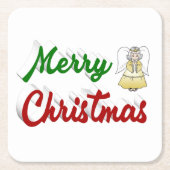 Frohe Weihnachts Angel Rot-Grün-Skript Rechteckiger Pappuntersetzer (Vorderseite)