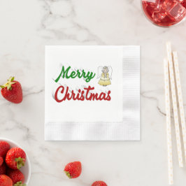 Frohe Weihnachts Angel Rot-Grün-Skript Serviette