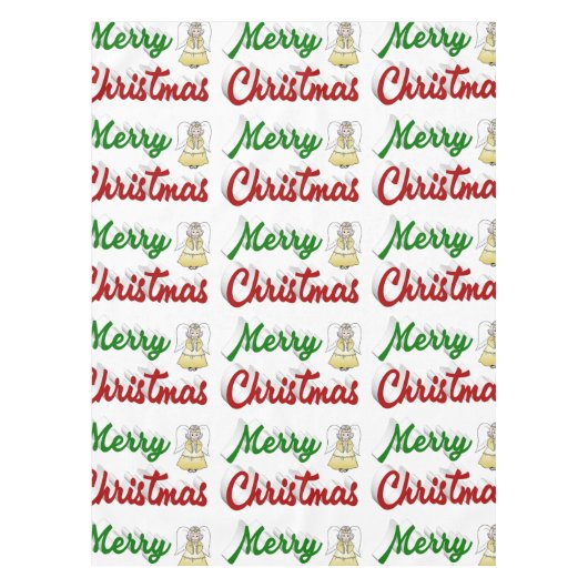 Frohe Weihnachts Angel Rot-Grün-Skript Tischdecke (Vorderseite)