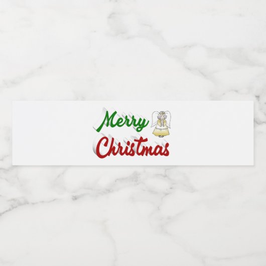 Frohe Weihnachts Angel Rot-Grün-Skript Wasserflaschenetikett (Einzelnes Label)