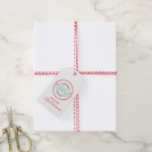Frohe Weihnachts Aqua & Red Chalk Briefmarke Typog Geschenkanhänger (Mit Garn)