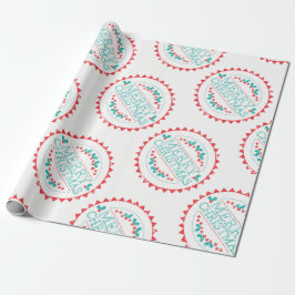 Frohe Weihnachts Aqua & Red Chalk Briefmarke Typog Geschenkpapier