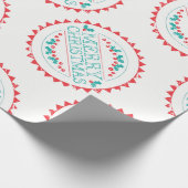 Frohe Weihnachts Aqua & Red Chalk Briefmarke Typog Geschenkpapier (Ecke)