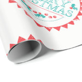 Frohe Weihnachts Aqua & Red Chalk Briefmarke Typog Geschenkpapier (Rolleneckpunkt)