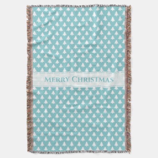 Frohe Weihnachts Aqua/White Iconic Tree Muster Decke (Vorderseite Vertikal)