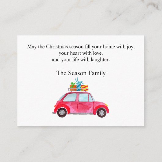 Frohe Weihnachts Aquarell Auto-Fotokarte Begleitkarte (Rückseite)