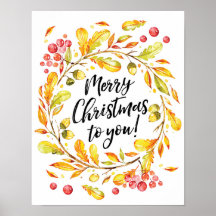 Frohe Weihnachts-Aquarell-Poster drucken