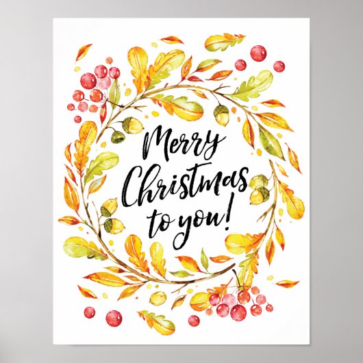 Frohe Weihnachts-Aquarell-Poster drucken Poster (Vorne)