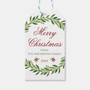 Frohe Weihnachts-Aquarellenfamilie  Geschenkanhänger