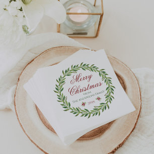 Frohe Weihnachts-Aquarellenfamilie  Serviette