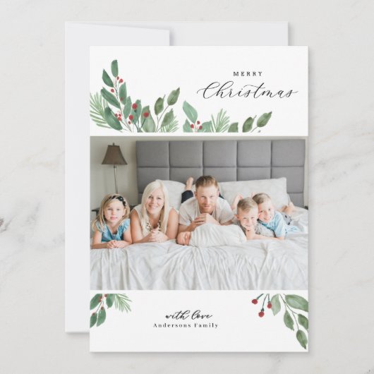 Frohe Weihnachts-Aquarellkarte Feiertagskarte (Vorderseite)