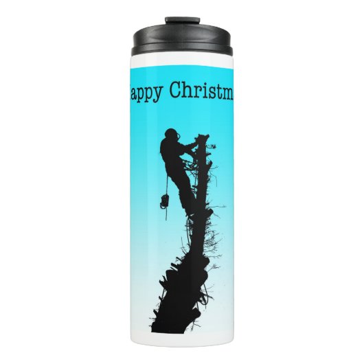 Frohe Weihnachts-Arborist Tree Chirurg Rigging Tre Thermosbecher (Vorderseite)