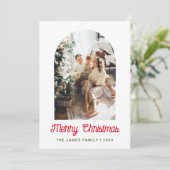 Frohe Weihnachts-Arch-Foto Familienurlaubskarte Dankeskarte (Stehend Vorderseite)