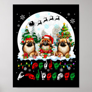 Frohe Weihnachts Asl Gebärdensprache Drei Santa Pe Poster