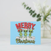 Frohe Weihnachts-Außerirdischen Feiertagspostkarte (Stehend Vorderseite)
