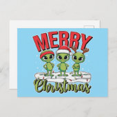Frohe Weihnachts-Außerirdischen Feiertagspostkarte (Vorne/Hinten)