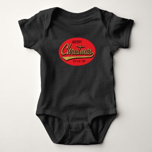 Frohe Weihnachts Baby Black Bodysuit "Est A.D. 336 Baby Strampler (Vorderseite)