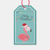 Frohe Weihnachts Baby Flamingo roter Hut und Licht Geschenkanhänger (Vorderseite)