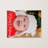 Frohe Weihnachts Baby Foto Niedlich Personalisiert Puzzle (Horizontal)