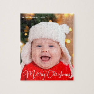 Frohe Weihnachts Baby Foto Niedlich Personalisiert Puzzle