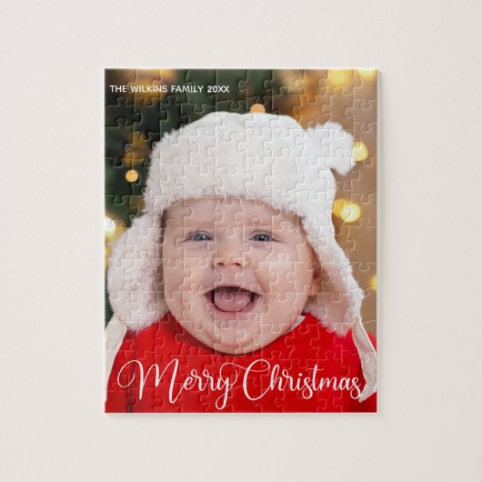 Frohe Weihnachts Baby Foto Niedlich Personalisiert Puzzle (Vertikal)