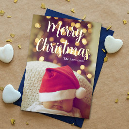 Frohe Weihnachts Baby Foto Real Gold Folien Feiertagskarte