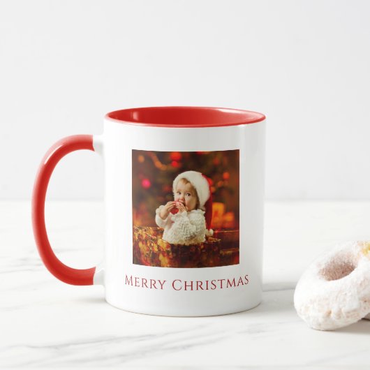 Frohe Weihnachts Baby Foto Weihnachtsmannmütze Fes Tasse (Mit Donut)