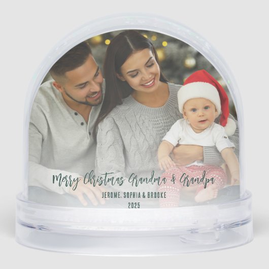 Frohe Weihnachts Baby Fotos Custom Oma Schneekugeln (Rückseite)