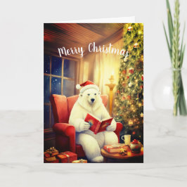 Frohe Weihnachts-Bärenlesung in einer gemütlichen Karte