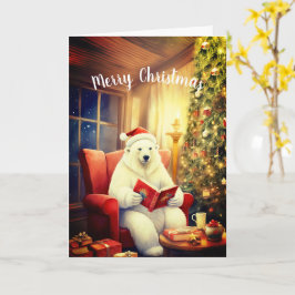 Frohe Weihnachts-Bärenlesung in einer gemütlichen  Karte