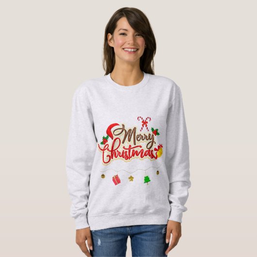 Frohe Weihnachts Basic Sweatshirt in Ash Color (Vorne ganz)