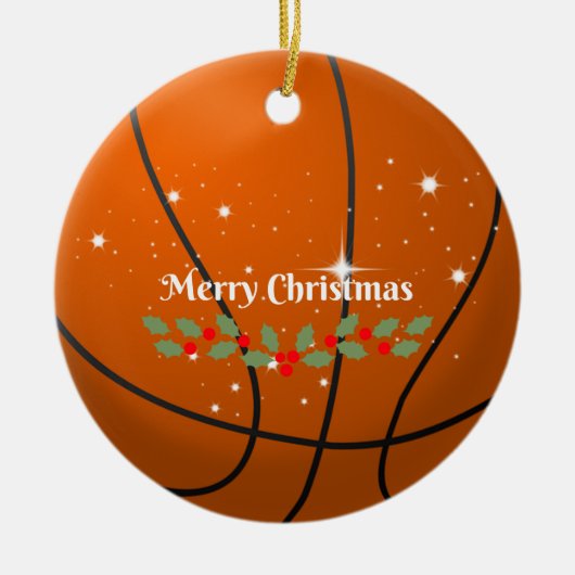 Frohe Weihnachts-Basketball Keramik Ornament (Vorne)