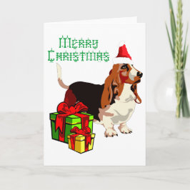 Frohe Weihnachts Basset Hound Grußkarte Feiertagskarte